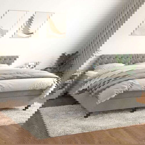  Box spring postelja z vzmetnico svetlo siva 140x200 cm žamet, (20791133) Slike
