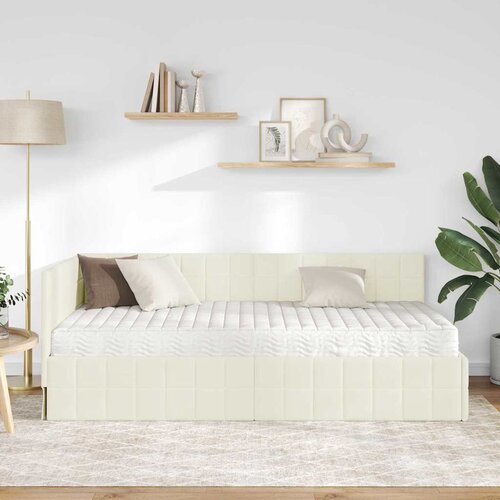  Kutni krevetni okvir s madracem 2 kom. Krema 90 x 190 cm Bar&amp;scaron;un Slike