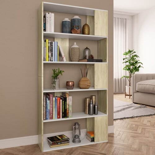 VidaXL Ormarić za knjige / sobna pregrada bijeli/hrast 80x24x159 cm Slike