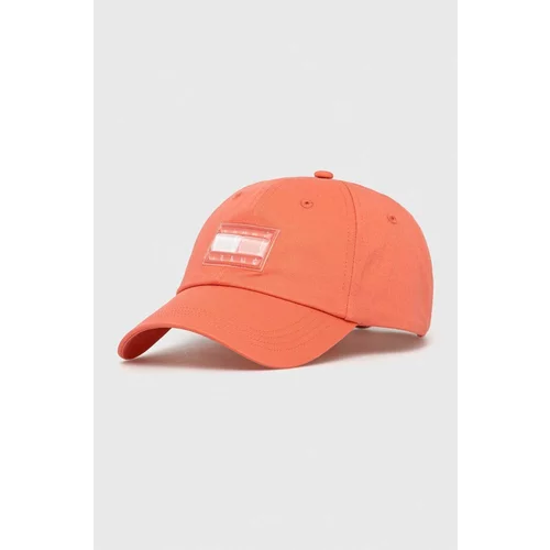Tommy Jeans Bombažna bejzbolska kapa oranžna barva