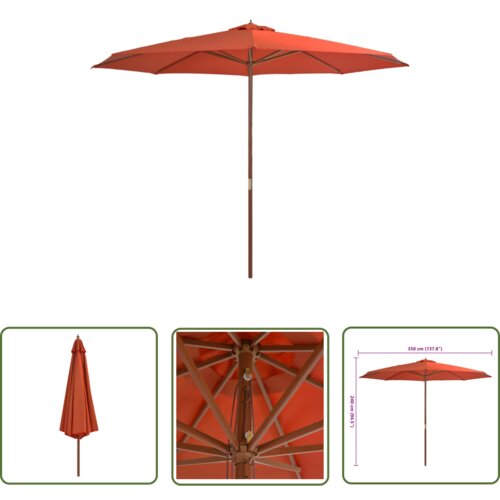  The Living Store Zunanji senčnik z lesenim drogom 350 cm terakota - Senčnik, (21743516) Slike