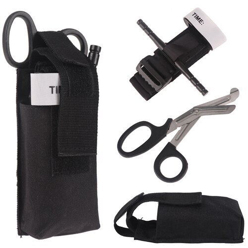 INF nujni komplet za nesreče trauma škarje / turniquet / molle vrečka 3 deli black, (21276509) Cene