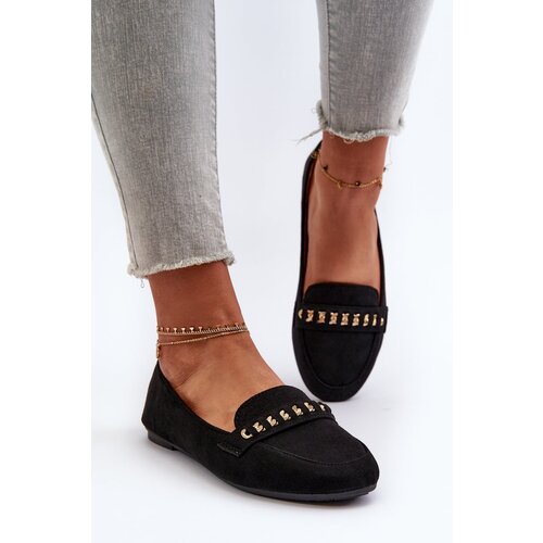 FD1 Shiny Women's Loafers with Chain Black Aredilla Slike