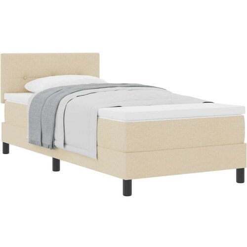  Postelja z vzmetnico z vzmetnico krema 100 x 200 cm blago, (5000128690) Cene