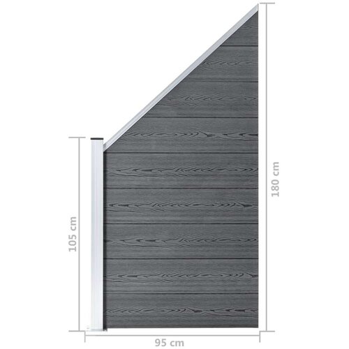 VidaXL Panel za ogradu WPC 95 x (105 - 180) cm sivi Slike
