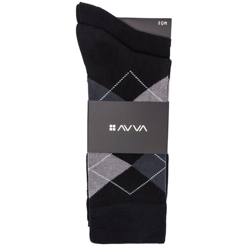 Avva Men's Black Patterned 2-Pack Socket Socks Slike