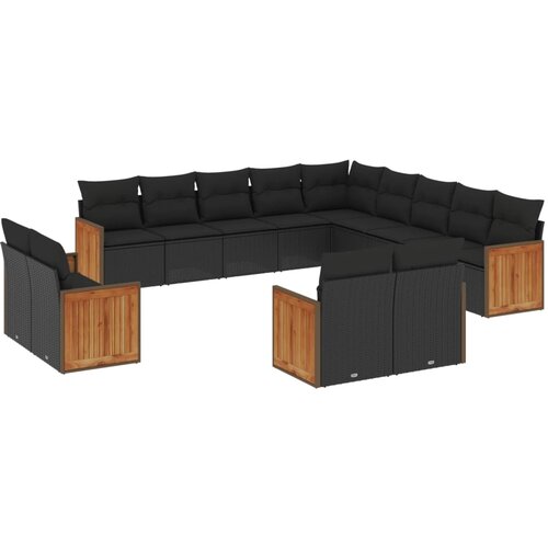 vidaXL 13-dijelni set vrtnih sofa s jastucima poliratan crni Cijene