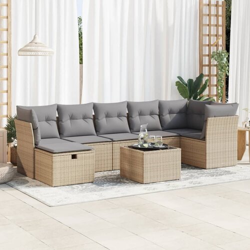 vidaXL 8-dijelni set vrtnih sofa od poliratana s jastucima bež Cijene