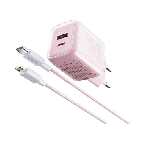 Moxom mx-hc206 Kucni punjac 18w fast pd 20w type c na lightning pink ( P1257 ) Slike