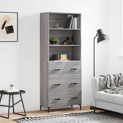 vidaXL Visoka komoda siva sonoma 69,5x34x180 cm inženirski les Cene