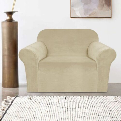 Rastegljiva navlaka Velvet-fotelja 80-120cm krem Slike