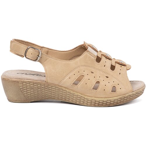 Shelvt Beige sandals with an openwork pattern Slike