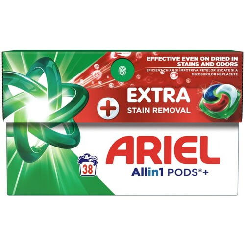 Ariel All in One PODS Extra + Stain Removal kapsule za pranje veša, 38kom Cene
