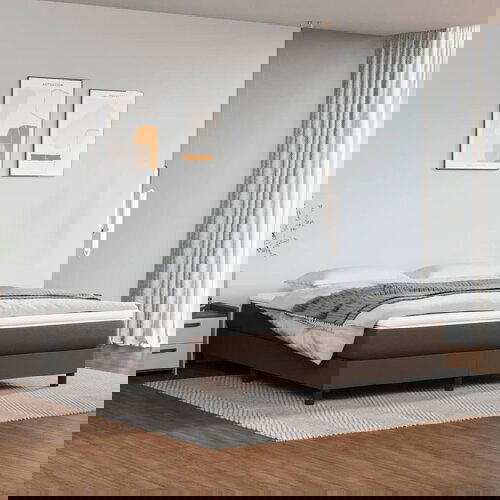 VidaXL Madrac s džepičastim oprugama smeđi 160x200x20 cm umjetne kože Slike