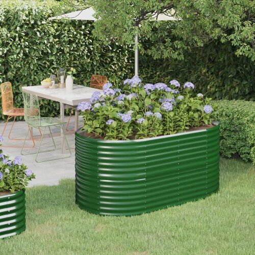 VidaXL visoka greda iz pra&amp;scaron;no premazanega jekla 152x80x68 cm zelena Slike