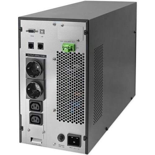 Qoltec 52282 Uninterruptible Power Supply UPS | 3kVA | 3000W | Power factor 1.0 | LCD | EPO | USB | On-line Slike