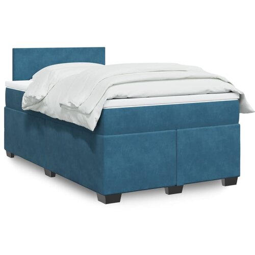 The Living Store Box spring postelja z vzmetnico temno modra 120x200 cm žamet - Box Spring Postelja, (21492439) Cene