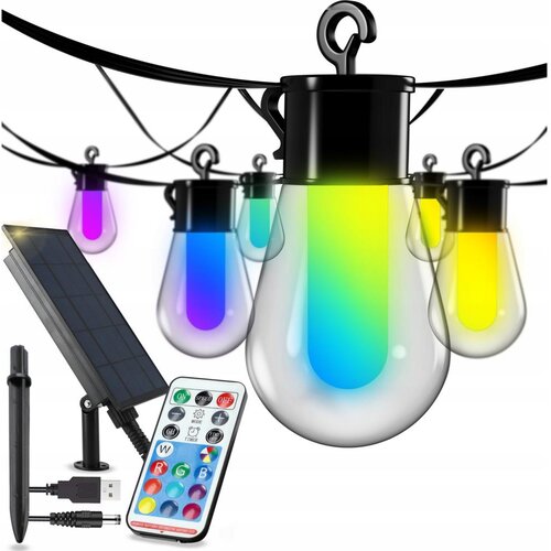  LED RGB solarna dekorativna girlanda 15xLED/18 funkcija USB 6 m IP44 crna Cene