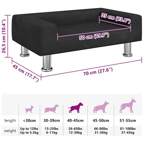  Krevet za pse crni 70x45x26,5 cm bar&amp;scaron;unasti Slike