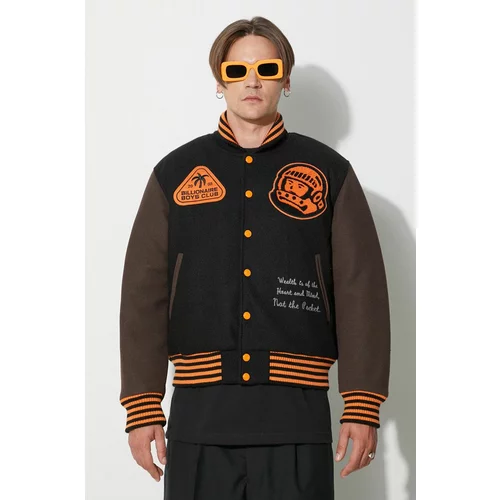 Billionaire Boys Club Bomber jakna TROPICAL VARSITY JACKET za muškarce, boja: crna, za prijelazno razdoblje, B23301