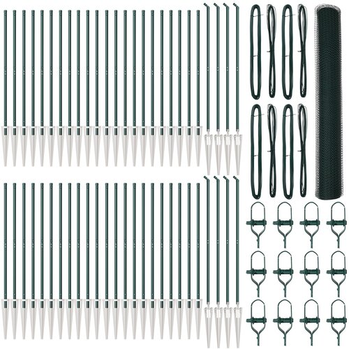 VidaXL heksagonalna ograja Zelena 1,2x100 m Jeklo, ograjni stebri s &amp;scaron;picami 13 kos &amp;Oslash;32 mm 140 cm Galvanizirano jeklo Slike