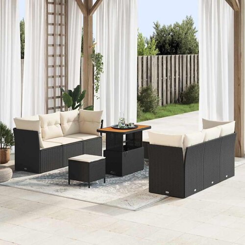  Sjedeća garnitura za vrt 9 pcs Crna i Krema poliratan 90 x 55 x 71 cm Cijene