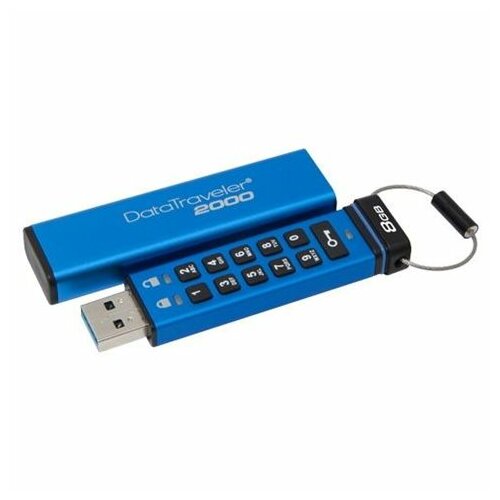 Kingston DT2000/8GB DataTraveler 2000 Encrypted USB 3.1 256bit AES Hardware Encrypted Keypad 8GB plavi usb memorija Slike