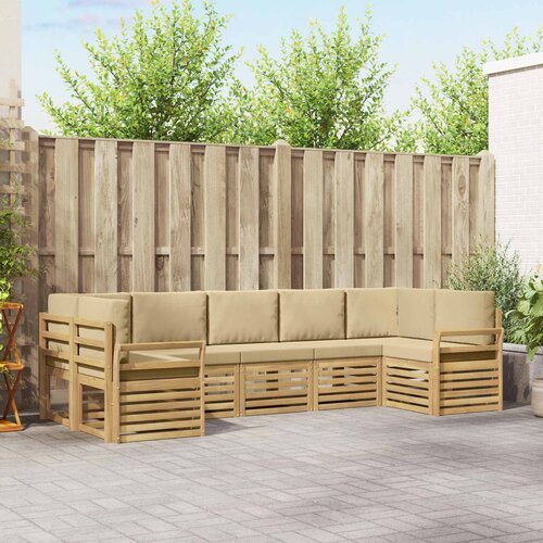  Set vanjskih sofa 7 pcs Bijela i bež 304 x 130,5 x 73 cm Cijene