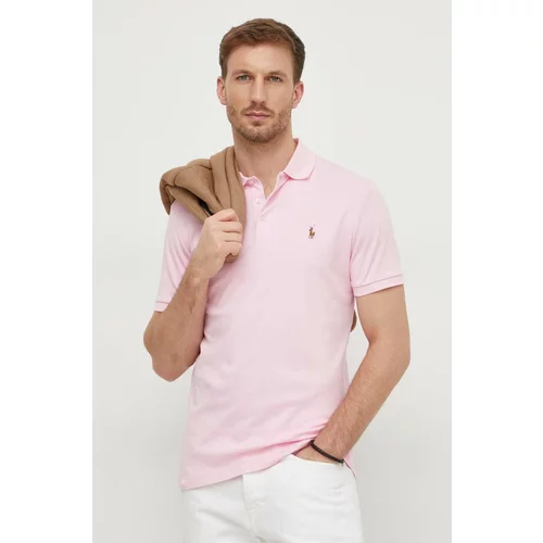 Polo Ralph Lauren Pamučna polo majica boja: ružičasta, bez uzorka