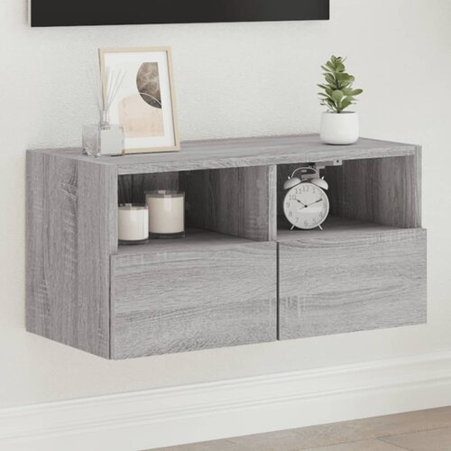  The Living Store Stenska TV omarica siva sonoma 60x30x30 cm inženirski les - TV Stenska Omarica, (21555225) Slike