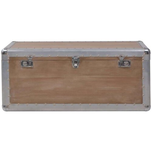  Kutija za pohranu od masivne jelovine 91 x 52 x 40 cm smeđa Slike