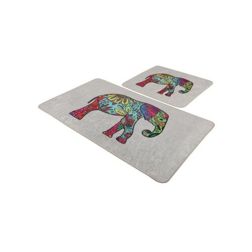  Olifant - beige multicolor bathmat set (2 pieces) Slike