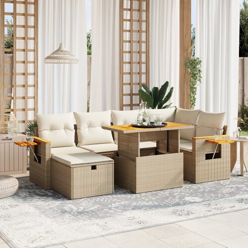 vidaXL 7-dijelni set vrtnih sofa od poliratana s jastucima bež Cijene