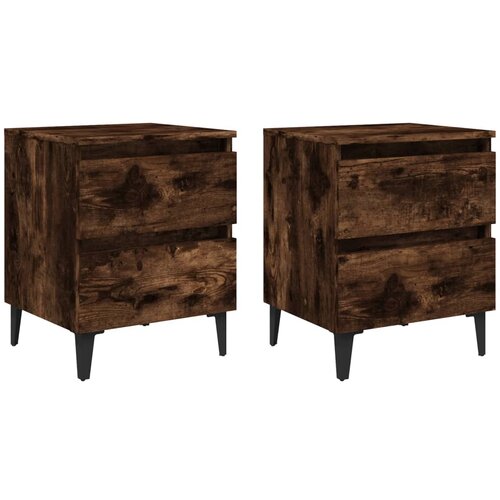  Noćni ormarići s metalnim nogama 2 kom boja hrasta 40x35x50 cm Slike