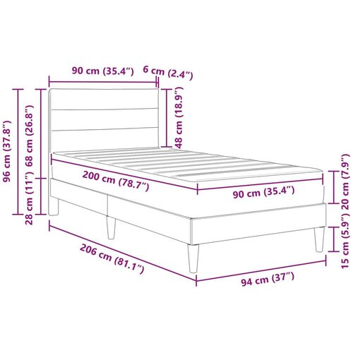  Okvir za krevet Sivo-smeđa 90 x 200 cm Poliester - Sivo-smeđa 90 x 200 cm Slike