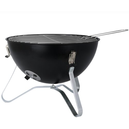 ProGarden / BBQ Collection prenosni žar na oglje s pokrovom &Oslash; 37 cm &ndash; kromirana re&scaron;etka, ventilacija, črna Cene