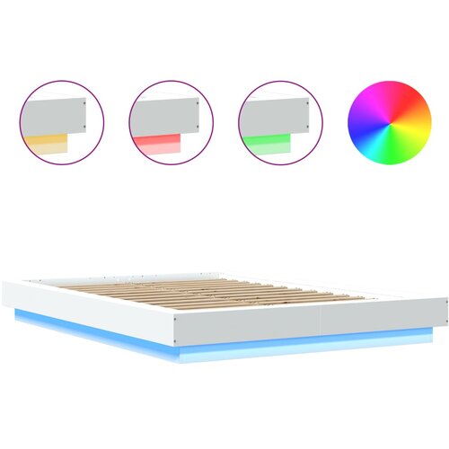  Okvir kreveta s LED svjetlima bijeli 140 x 200 cm drveni Slike