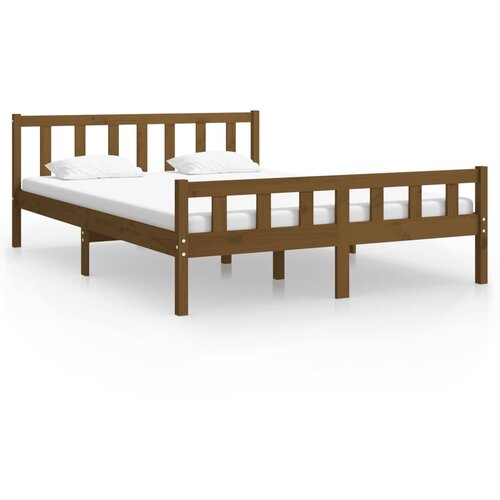 Maison Chic Posteljni okvir - Dvoposteljna postelja - Zakonska postelja medeno rjav iz trdnega lesa 120x200 cm-J14710, (21761717) Slike