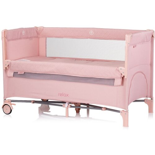 Chipolino putni krevetić s pomičnom stranicom Relax Pink Marshmellow Linen Slike