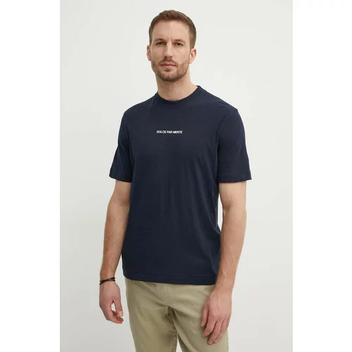 Sisley Bombažna kratka majica moški, mornarsko modra barva