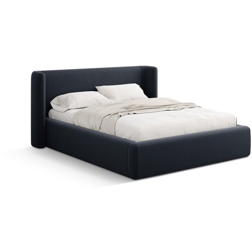 Windsor & Co Sofas Temno modra oblazinjena zakonska postelja s prostorom za shranjevanje z letvenim dnom 140x200 cm Jason – Cene