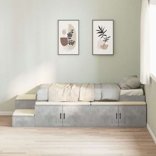  Postelja za shranjevanje Betonska siva Inženirski les 100 x 200 cm, (22083704) Slike