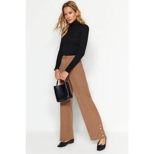 Trendyol Brown Woven Leg Detail Trousers Slike