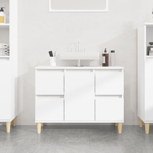 The Living Store Omarica za umivalnik visok sijaj bela 80x33x60cm inženirski les - Omarica Za Umivalnik, (21436895) Cene