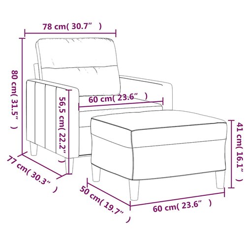  Fotelja s tabureom crna 60 cm od tkanine Slike