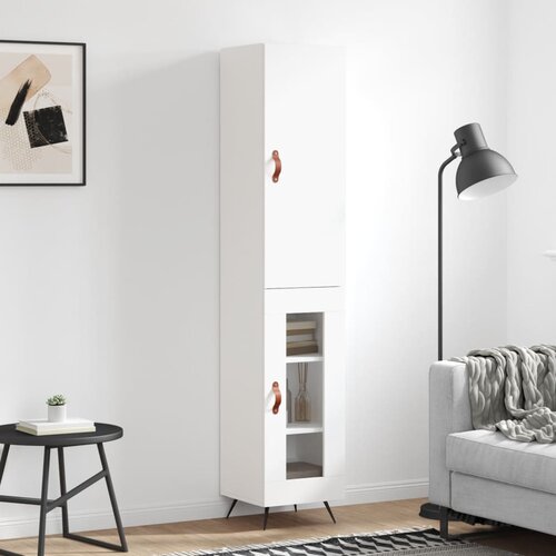 vidaXL Visoka omara bela 34,5x34x180 cm inženirski les Cene