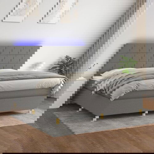 The Living Store Box spring postelja z vzmetnico LED temno siva 160x200 cm blago - Box Spring Postelja, (21503450) Slike