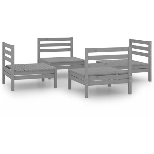 Maison Chic Seti vrtnega pohi&amp;scaron;tva - Vrtna garnitura - Vrtni pohi&amp;scaron;tvo set 4-delna siva trdna borovina, (21809086) Slike