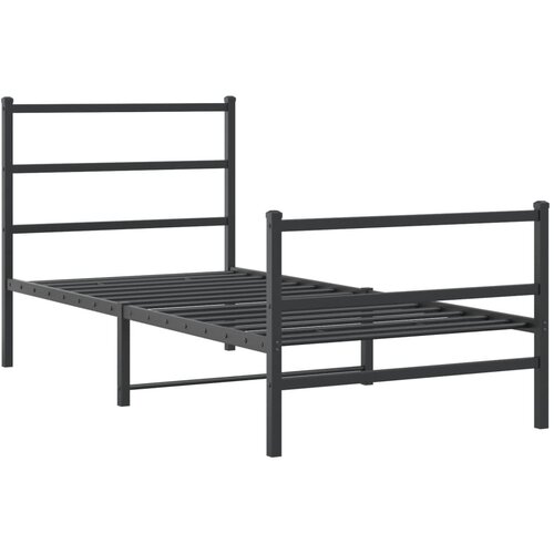 vidaXL Kovinski posteljni okvir z vzglavjem in vznožjem&nbsp;črn 90x200 cm, (21007263) Cene