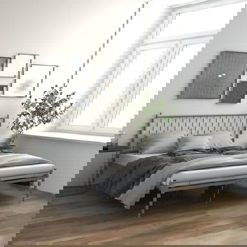 The Living Store Posteljni okvir siv kovinski 200x200 cm - Posteljni Okvir, (21524594) Slike